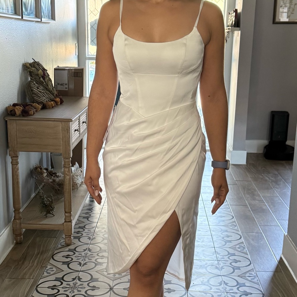 Elegant White Spaghetti Strap Dress